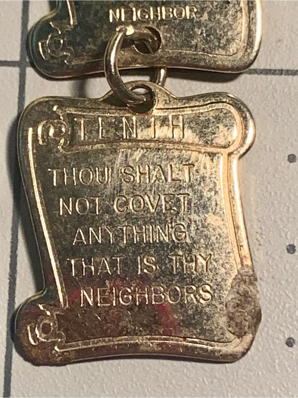 Gold Tone Linked Panel bookmark with Engraved Panels 10 Commandments - Picture 15 of 15